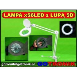 Lampa z lupą 5D x56LED biała średnica soczewki 5cali = 127mm