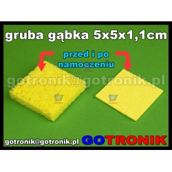 Gruba gąbka 5 x 5 x 1,1 cm do czyszczenia grotów (żółta)