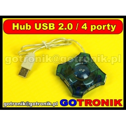 Hub USB 2.0 / 4 porty / niebieski