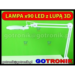 Lampa z lupą 3D (3 dioptrie) 90LED