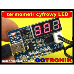 Cyfrowy termometr LED z czujnikiem NTC