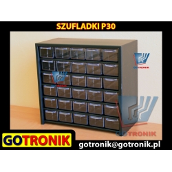 P30 Szafka metalowa zawierająca 30 transparentnych szufladek