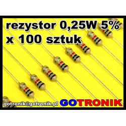 Rezystor 1.0 kΩ moc 0,25 W tolerancja 5% x 100 sztuk