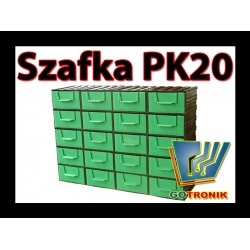 PK20 Szafka z tworzywa sztucznego (polipropylen) zawierająca 20 kolorowych szufladek