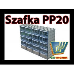 PP20 Szafka z tworzywa sztucznego (polipropylen) zawierająca 20 przezroczystych szufladek