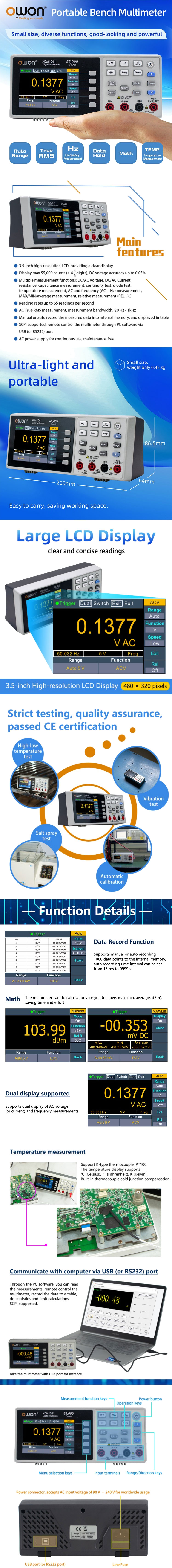 XDM1014 Owon multimetr stołowy laboratoryjny