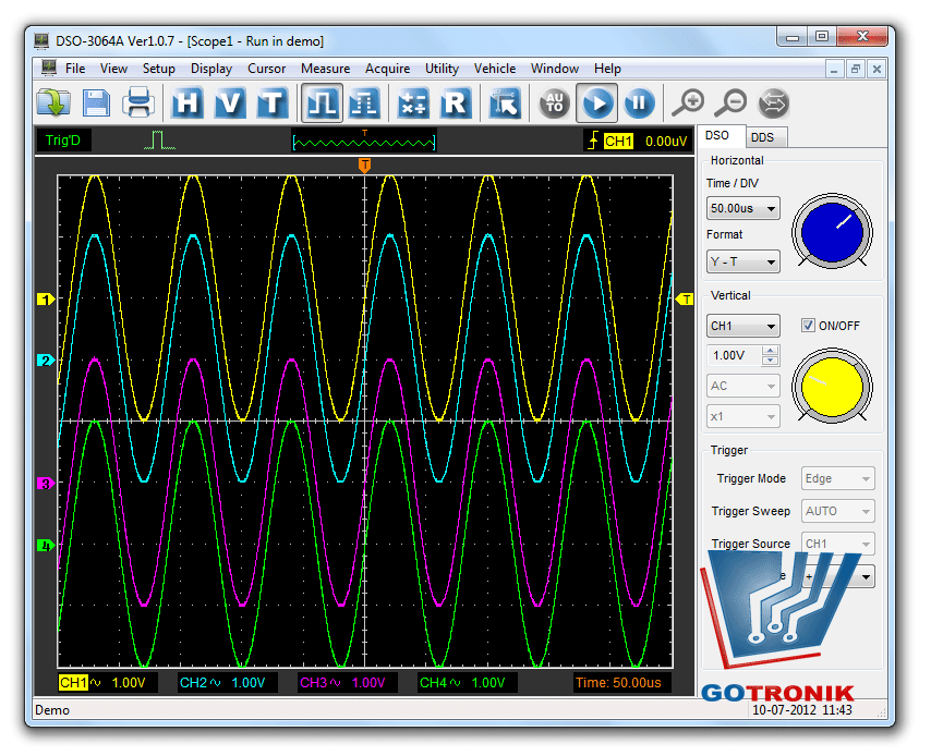 Oscyloskop cyfrowy USB DSO3064 produkcji Hantek + generator funkcyjny DDS