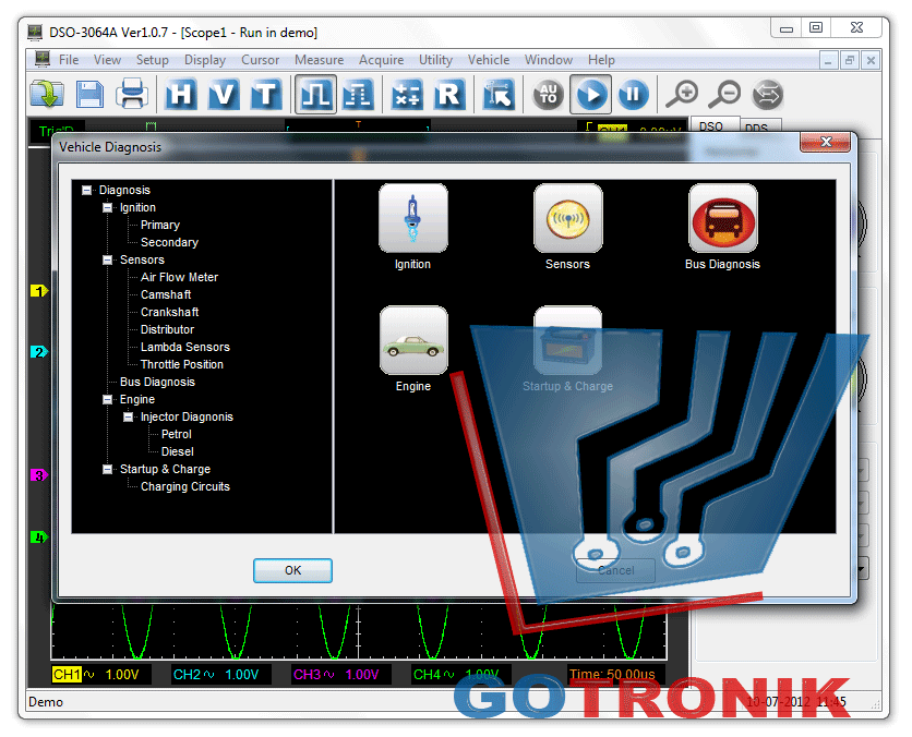 Oscyloskop cyfrowy USB DSO3064 produkcji Hantek + generator funkcyjny DDS