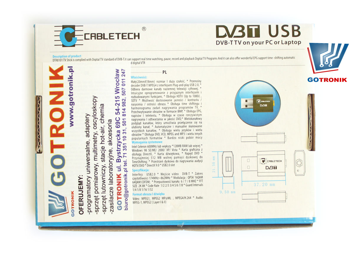 Tuner micro do telewizji DVB-T do komputerów produkcji CABLETECH