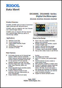 Karta katalogowa oscyloskopów RIGOL z serii DS1000e