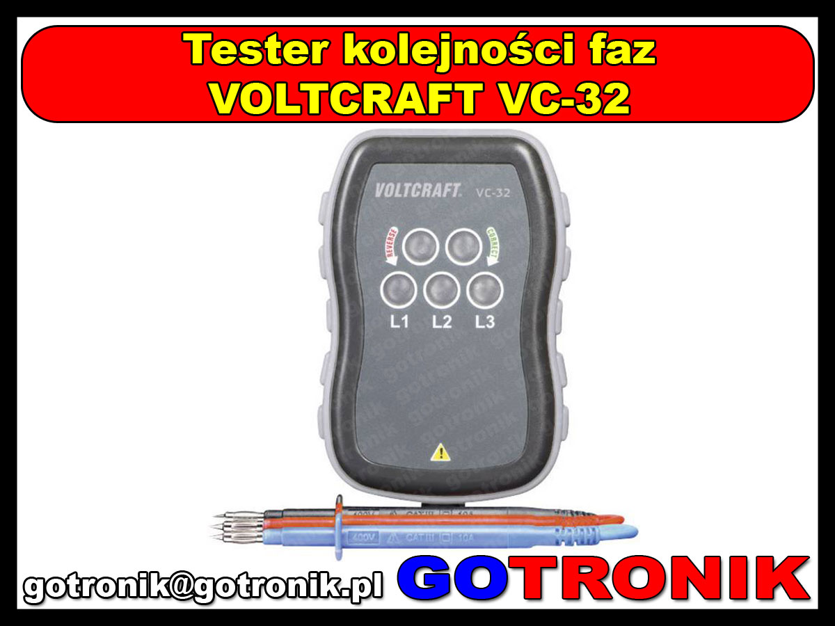 VC32 tester kolejności faz VOLTCRAFT detektor próbnik miernik multimetr wskaźnik