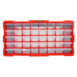 Organizer ścienny z 40 szufladkami czerwony