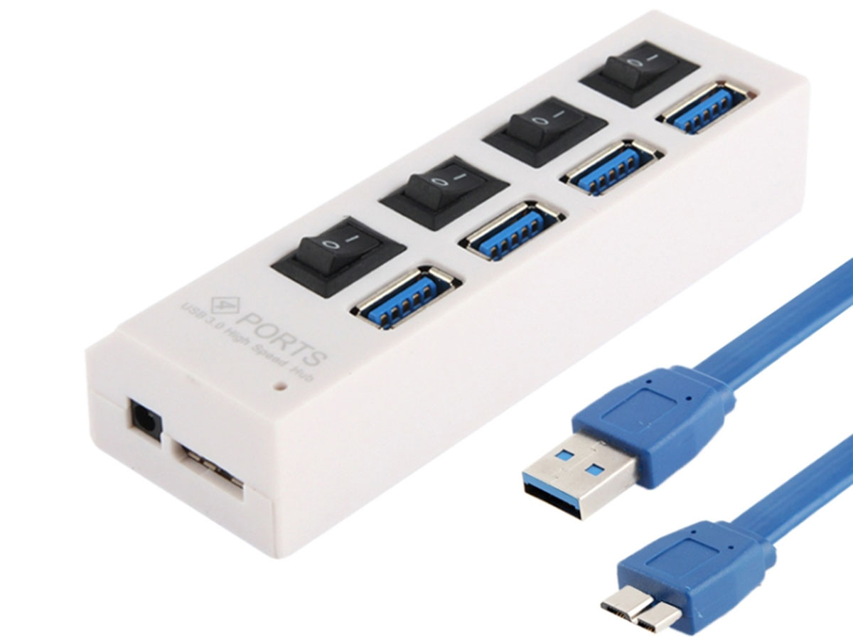 Hub Rozdzielacz Usb 30 Port X4 Aktywny Biały