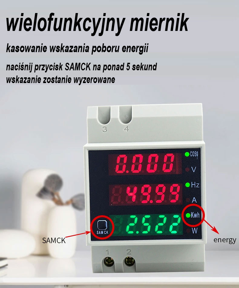 Miernik wielofunkcyjny D52-2058 AC 200V-450V 100A na szynę DIN