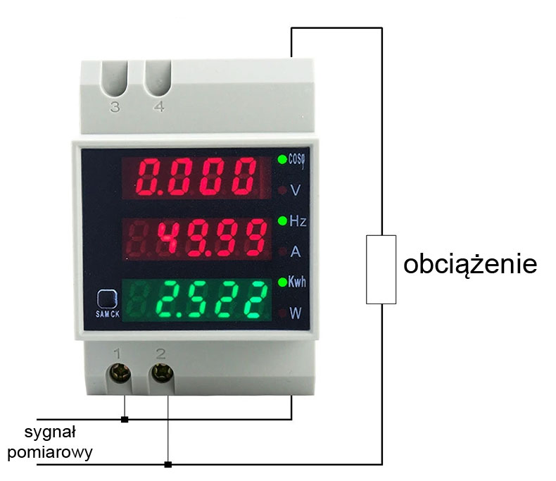 Miernik wielofunkcyjny D52-2058 AC 200V-450V 100A na szynę DIN