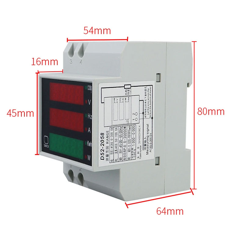 Miernik wielofunkcyjny D52-2058 AC 200V-450V 100A na szynę DIN