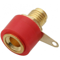Gniazdo bananowe czerwone z pozłacanymi końcówkami 4mm 19A 60V