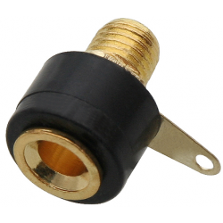 Gniazdo bananowe czarne z pozłacanymi końcówkami 4mm 19A 60V