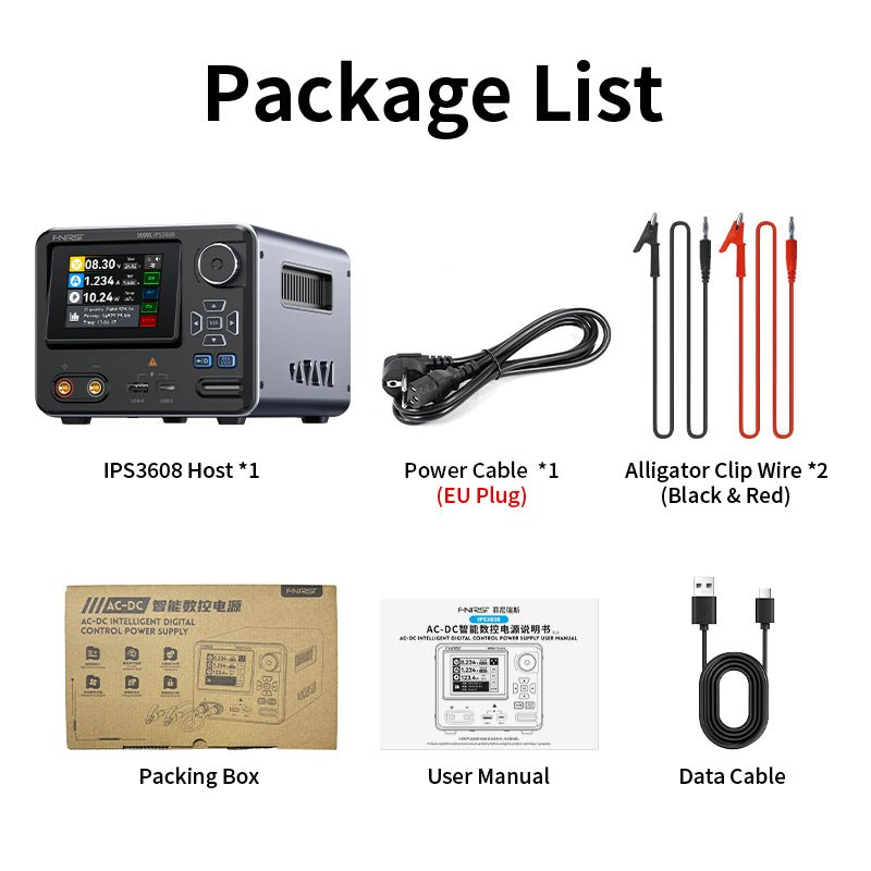 Wyświetlacz i elementy sterujące zasilacza IPS3608