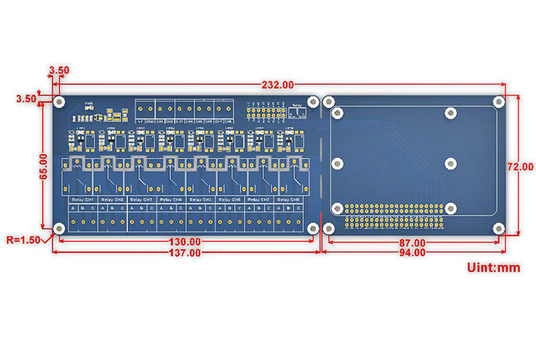 Moduł 8 przekaźników do Raspberry Pi na szynę DIN