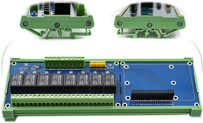 Moduł 8 przekaźników do Raspberry Pi na szynę DIN