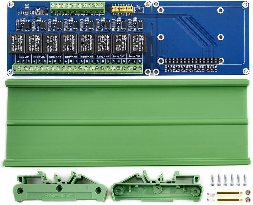 Moduł 8 przekaźników do Raspberry Pi na szynę DIN