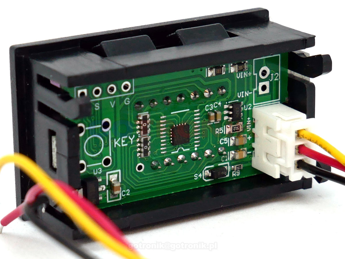 woltomierz panelowy, woltomierz LED, woltomierz na panel, woltomierz cyfrowy, pomiar napiecia stałego dc,