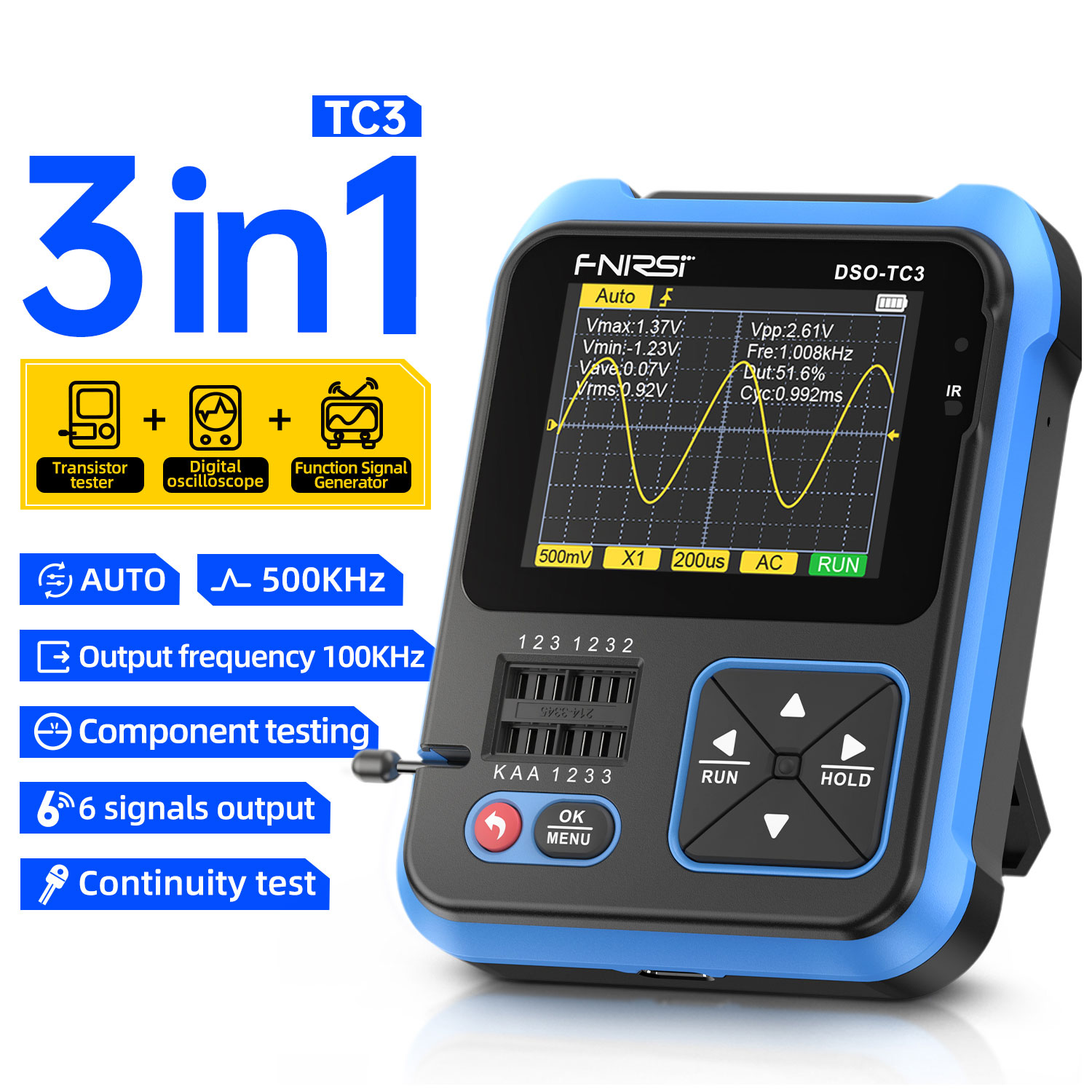 Fnirsi DSO-TC3 tester LCR + oscyloskop cyfrowy + generator