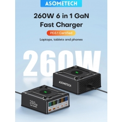 Inteligentna szybka ładowarka zasilacz GaN 260W 868D