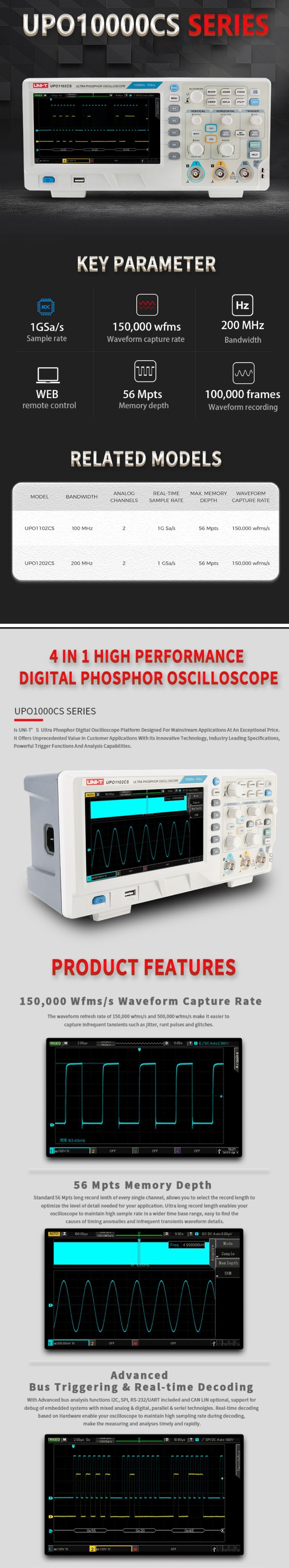 Oscyloskop cyfrowy UPO1102CS 2 x 100MHz Uni-t