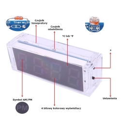 Zegar z budzikiem i termometrem do samodzielnego montażu KIT DIY