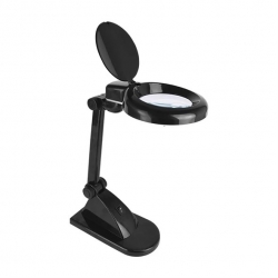 Lampka biurkowa z lupą 3D+12D czarna 30LED GETI