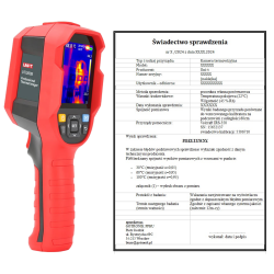 Świadectwo sprawdzenia kamery termowizyjnej Uni-T UTI720 UTI260B UTI730E