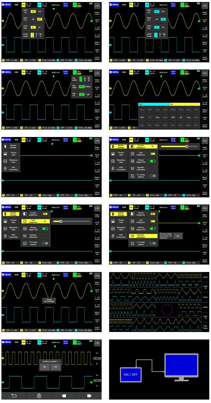 Fnirsi 1013D przenośny oscyloskop cyfrowy 2x100MHz tablet