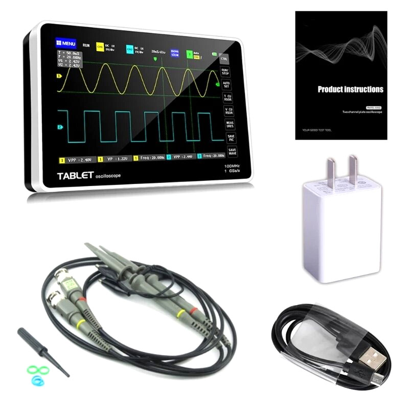 Fnirsi 1013D przenośny oscyloskop cyfrowy 2x100MHz tablet