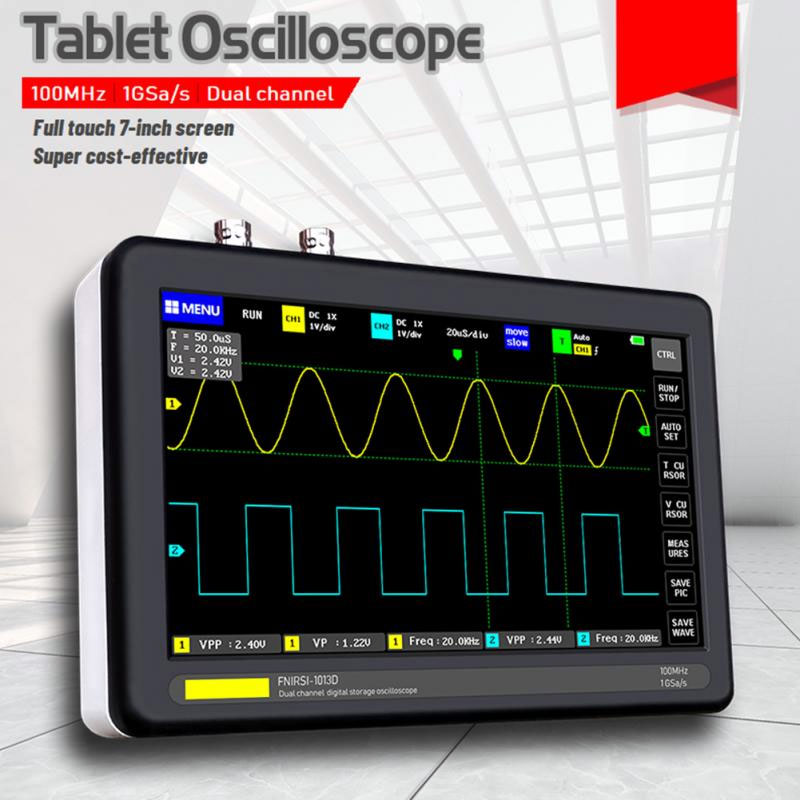 Fnirsi 1013D przenośny oscyloskop cyfrowy 2x100MHz tablet