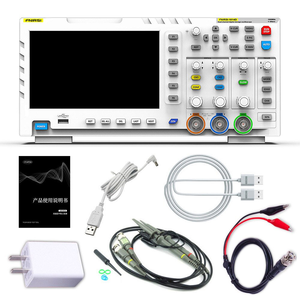 Fnirsi 1014D przenośny oscyloskop cyfrowy 2x100MHz z generatorem funkcyjnym DDS