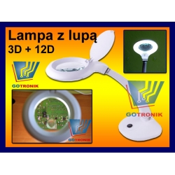 Lampa z lupą 3D+12D - profesjonalna biurkowa