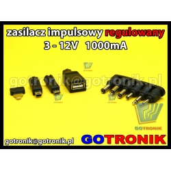 Zasilacz stabilizowany regulowany DC 3-12V 1000mA