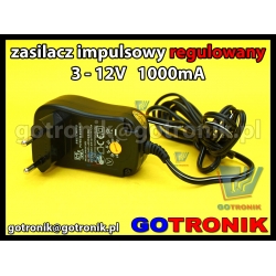 Zasilacz stabilizowany regulowany DC 3-12V 1000mA