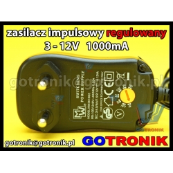 Zasilacz stabilizowany regulowany DC 3-12V 1000mA