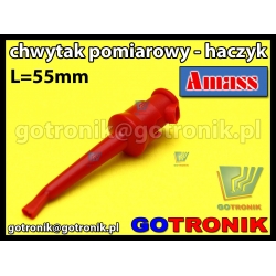 Chwytak pomiarowy haczyk L=55mm czerwony