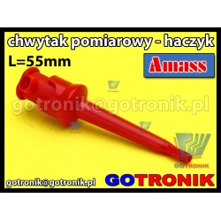 Chwytak pomiarowy haczyk L=55mm czerwony