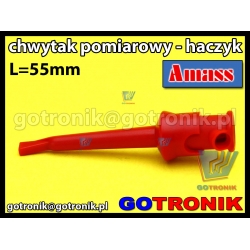 Chwytak pomiarowy haczyk L=55mm czerwony