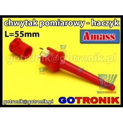 Chwytak pomiarowy haczyk L=55mm czerwony