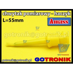 Chwytak pomiarowy haczyk L=55mm żółty