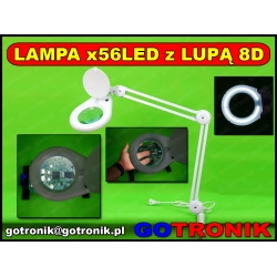 Lampa z lupą 8D x56LED biała średnica soczewki 5cali = 127mm