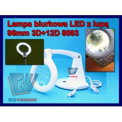 Lampa biurkowa z lupą 96mm 3D+12D 8093 60x LED