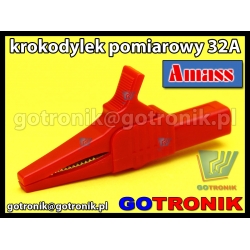 Krokodylek pomiarowy 32A | czerwony