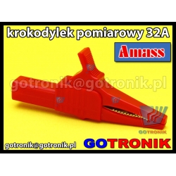 Krokodylek pomiarowy 32A | czerwony